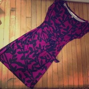 DVF - Magenta and Black Silk Dress